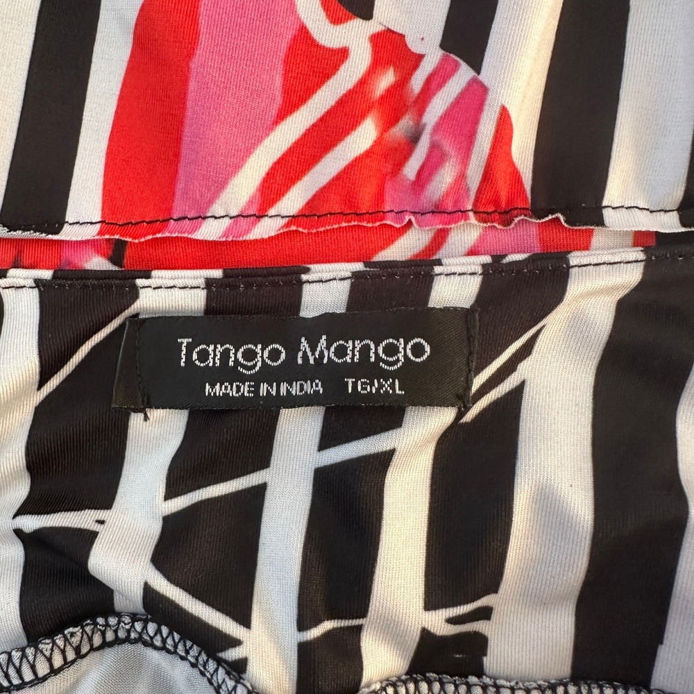 Tango Mango Womens XL Tiered Ruffle Dress Floral Stripe Abstract Sleeveless - Picture 6 of 8